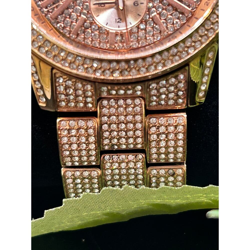 Michael Kors MK6933 Bradshaw Extreme Glitz Rose Gold Pave Chain Link Watch - Picture 7 of 8